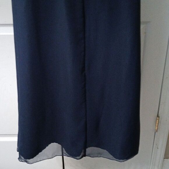 Jodan navy blue side gather beaded sleeveless formal gown with shawl  Sz 2 - Picture 9 of 12